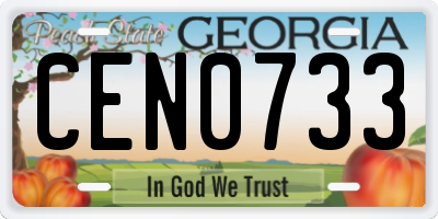 GA license plate CEN0733