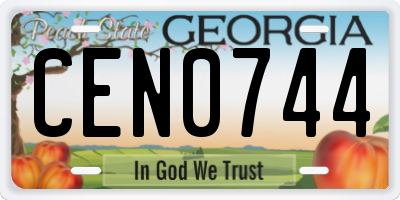 GA license plate CEN0744