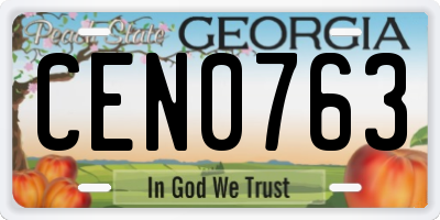 GA license plate CEN0763