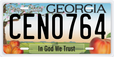 GA license plate CEN0764