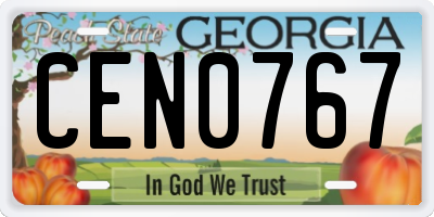 GA license plate CEN0767