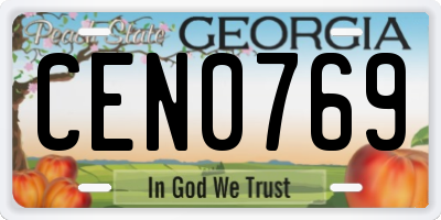 GA license plate CEN0769