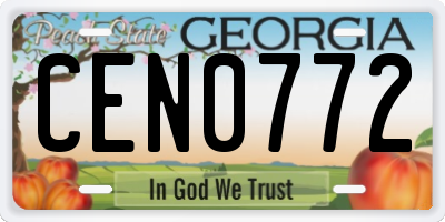 GA license plate CEN0772