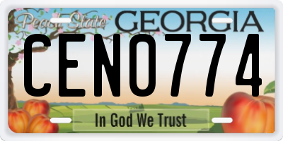GA license plate CEN0774