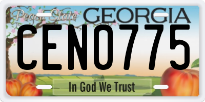GA license plate CEN0775