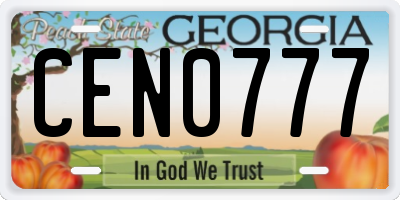 GA license plate CEN0777