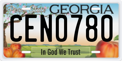 GA license plate CEN0780