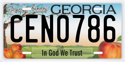 GA license plate CEN0786