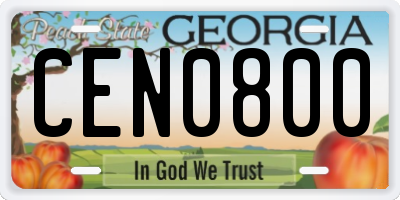 GA license plate CEN0800