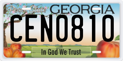 GA license plate CEN0810