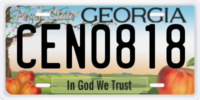 GA license plate CEN0818