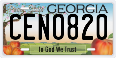 GA license plate CEN0820