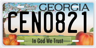 GA license plate CEN0821