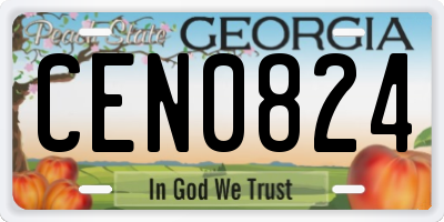 GA license plate CEN0824