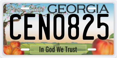 GA license plate CEN0825