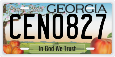 GA license plate CEN0827