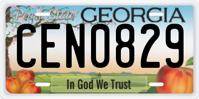 GA license plate CEN0829