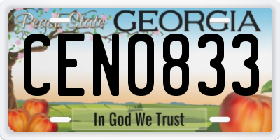 GA license plate CEN0833