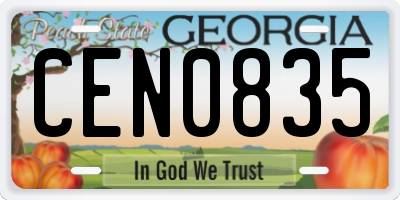 GA license plate CEN0835