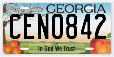 GA license plate CEN0842