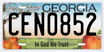 GA license plate CEN0852