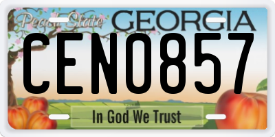 GA license plate CEN0857