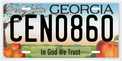GA license plate CEN0860