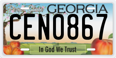 GA license plate CEN0867