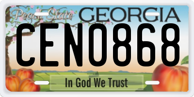 GA license plate CEN0868