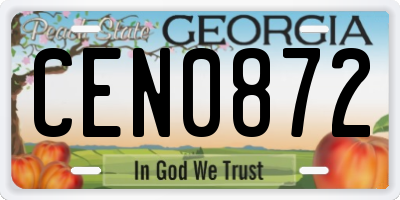 GA license plate CEN0872