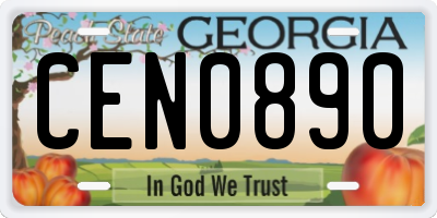 GA license plate CEN0890