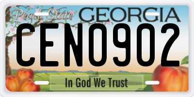 GA license plate CEN0902