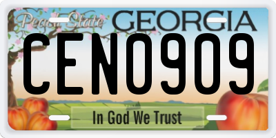 GA license plate CEN0909