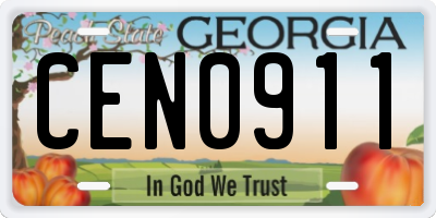GA license plate CEN0911