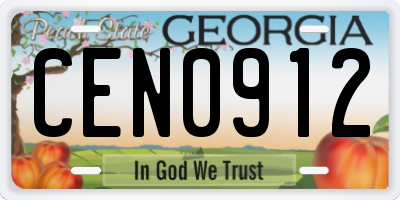 GA license plate CEN0912