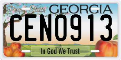 GA license plate CEN0913