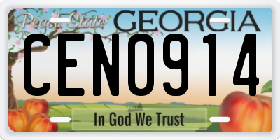 GA license plate CEN0914
