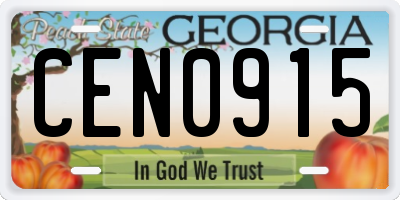 GA license plate CEN0915