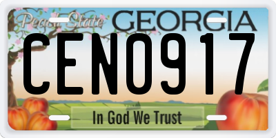 GA license plate CEN0917
