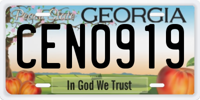 GA license plate CEN0919