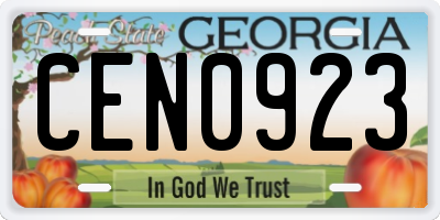 GA license plate CEN0923