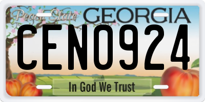 GA license plate CEN0924