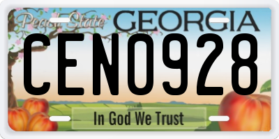 GA license plate CEN0928
