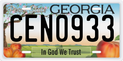 GA license plate CEN0933