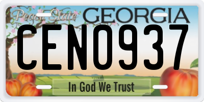 GA license plate CEN0937