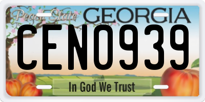GA license plate CEN0939