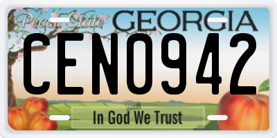 GA license plate CEN0942
