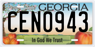 GA license plate CEN0943
