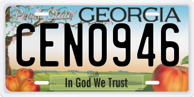 GA license plate CEN0946