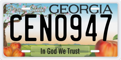GA license plate CEN0947